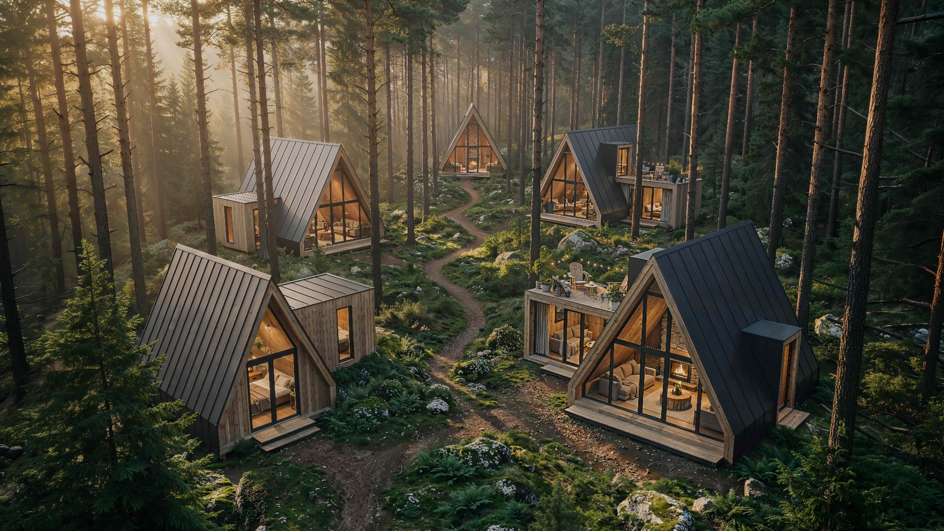 Whispering Pines - Lodging Retreat - Hospitality / Lodging Retreat photorealistic render 1