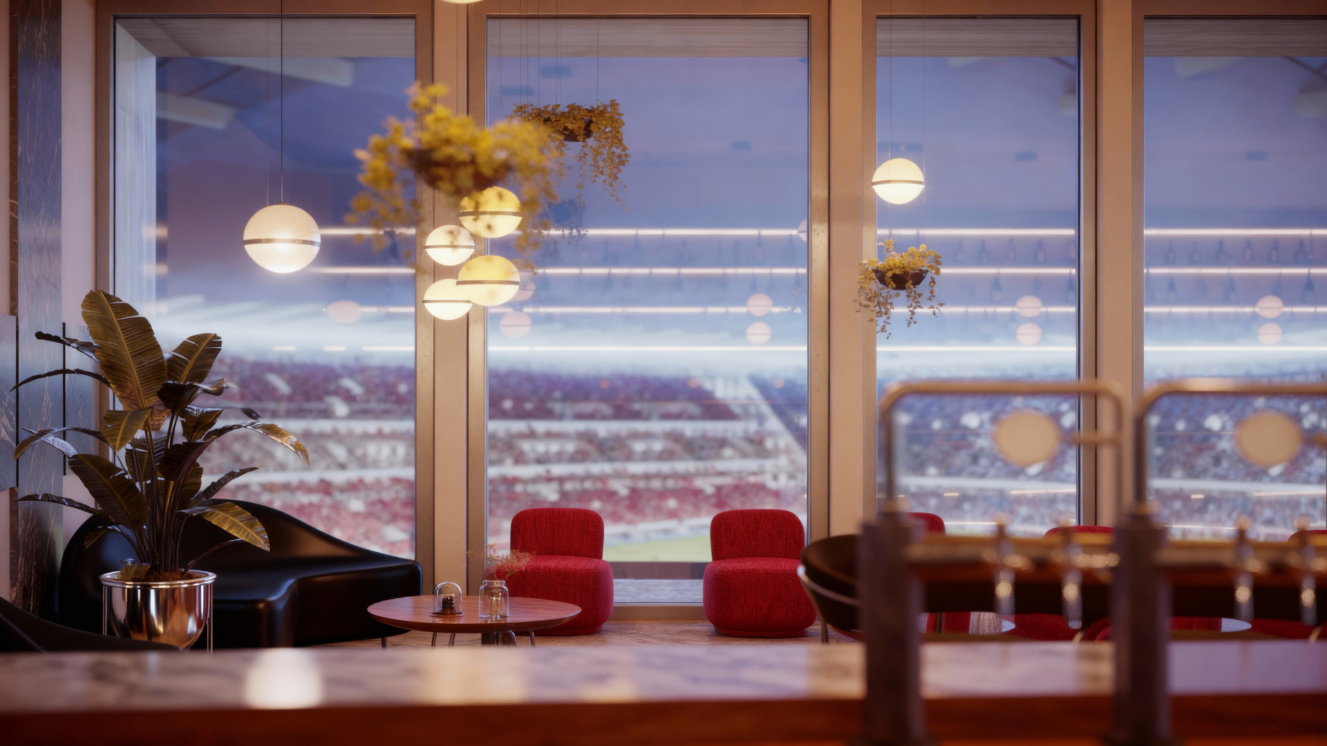 VIP Lounge - San Siro Stadium - Hospitality / Sports Venue photorealistic render 3
