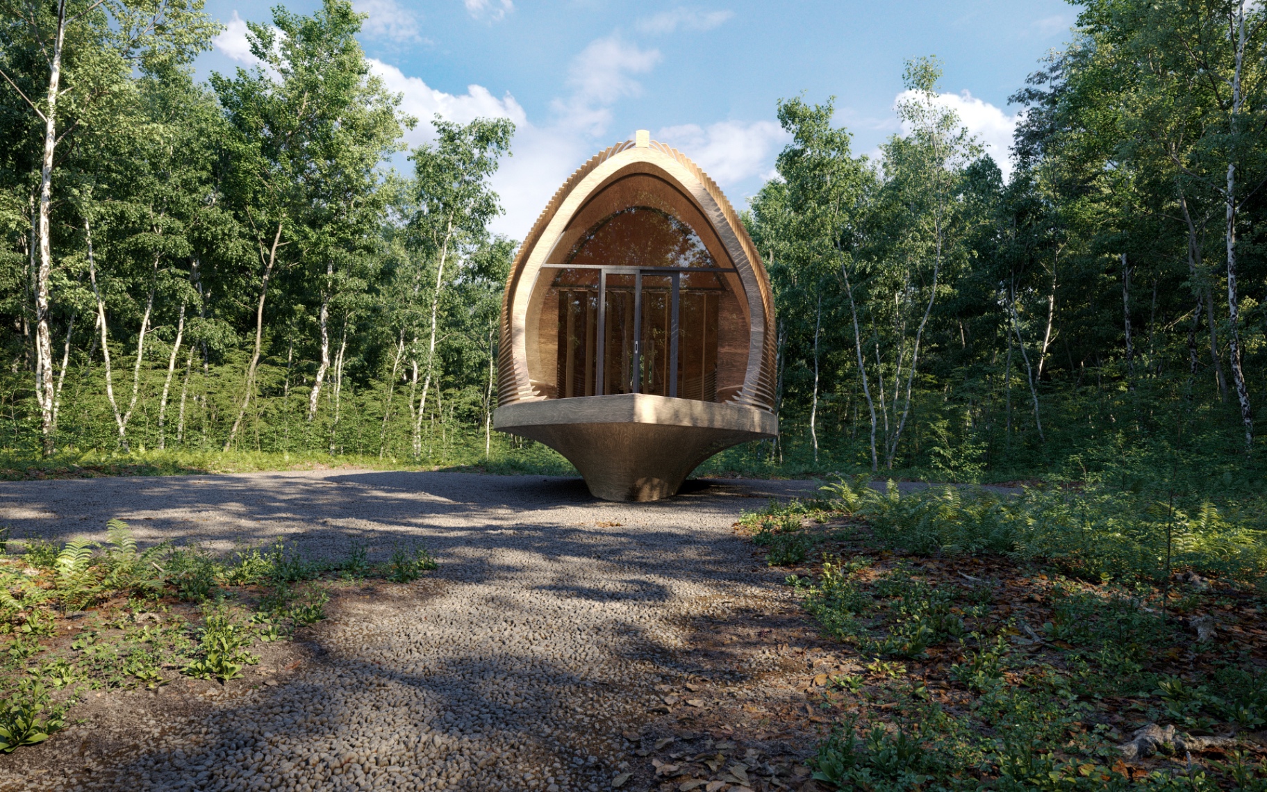 Vale De Moses - Meditation Cabin - Wellness / Sustainable Retreat photorealistic render 2