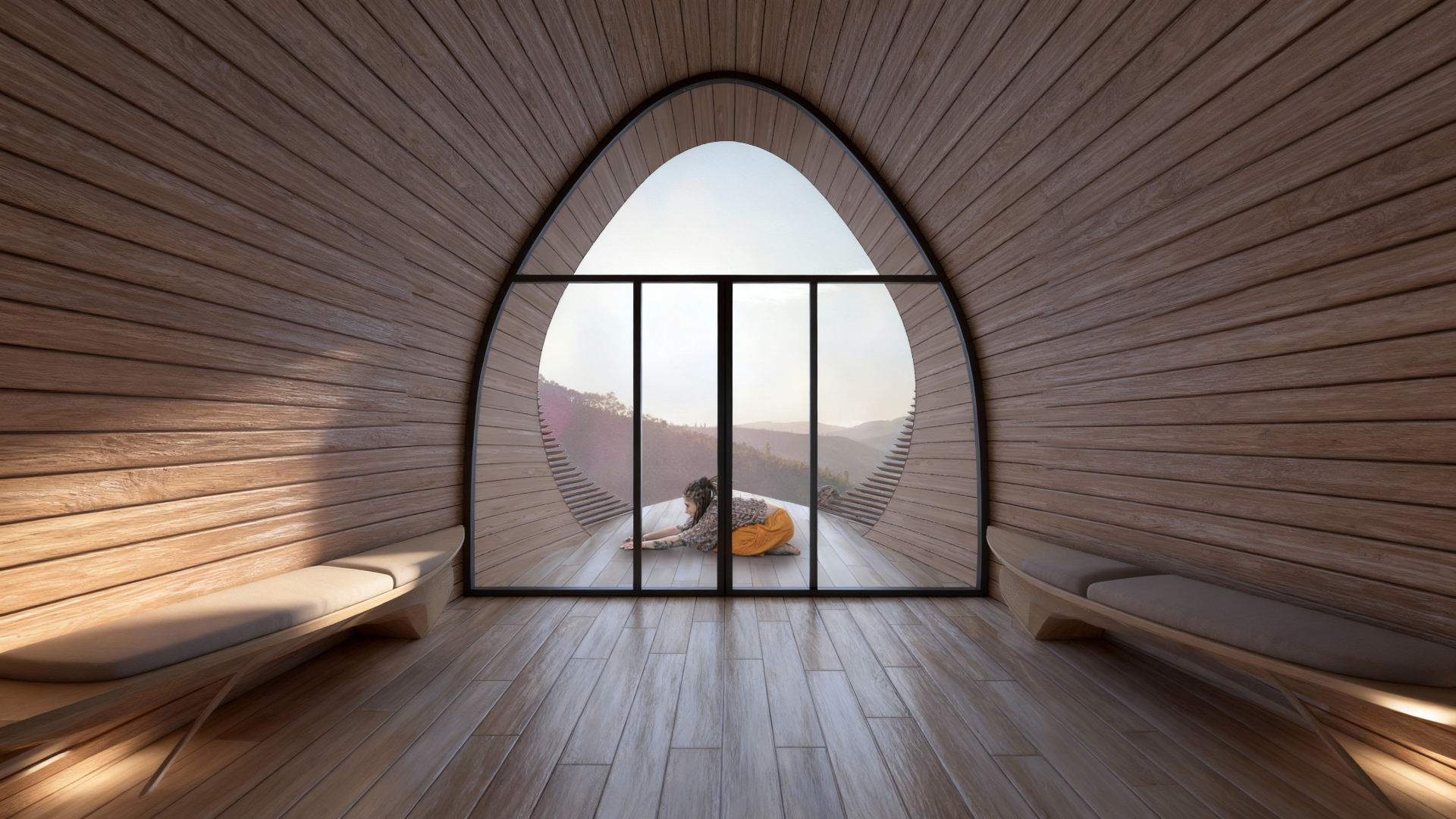 Vale De Moses - Meditation Cabin - Wellness / Sustainable Retreat photorealistic render 3